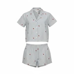 Better Together women’s Blue and White Striped strawberry Pajama Set